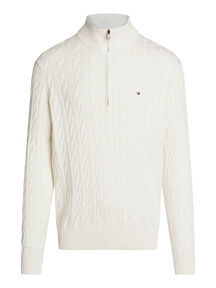 Herren Troyer aus Bio-Baumwolle CLASSIC COTTON CABLE ZIP MOCK von Tommy Hilfiger