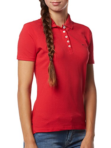 Hilfiger Denim Damen T-Shirt Rot DW0DW04300 Polo Shirt Woman Red, Größe:M von Tommy Jeans