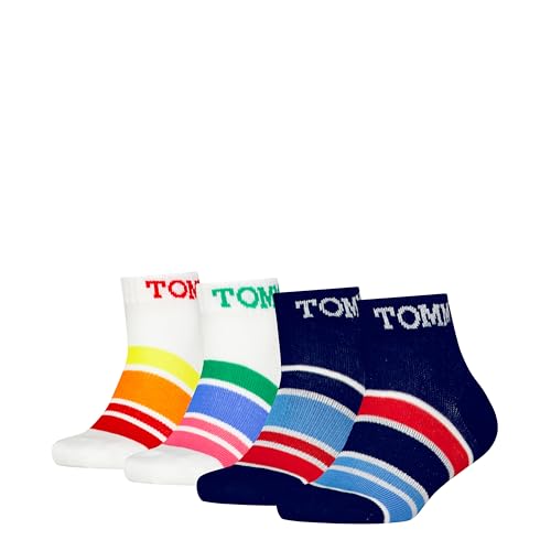 Tommy Hilfiger Kinder Quarter Socken, Blau, 31/34 (4er Pack) von Tommy Hilfiger