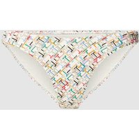 TOMMY HILFIGER Bikini-Hose mit Allover-Label-Muster Modell 'CHEEKY HIGH' in Offwhite, Größe L von Tommy Hilfiger