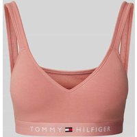 TOMMY HILFIGER Bustier in unifarbenem Design mit Label-Detail in Altrosa, Größe M von Tommy Hilfiger