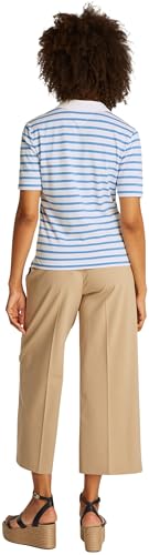 Tommy Hilfiger Damen Poloshirt Kurzarm Regular Fit, Mehrfarbig (Ecru/Blue Spell STP), XXL von Tommy Hilfiger