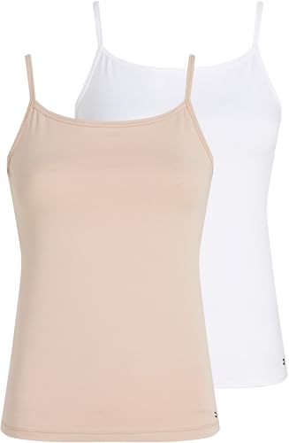 Tommy Hilfiger Damen 2 Pack Cami Uw0Uw05957 Camisole, Orange (White/Misty Blush), L von Tommy Hilfiger