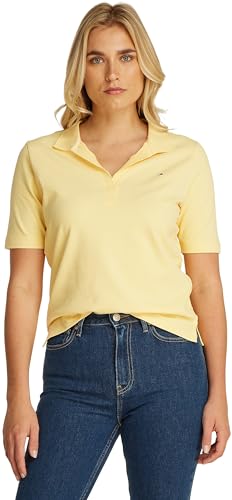 Tommy Hilfiger Damen Poloshirt Kurzarm 1985 Pique Regular Fit, Gelb (Citronella), M von TOMMY HILFIGER