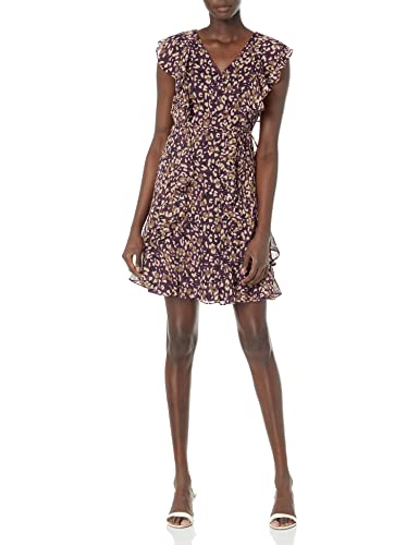 TOMMY HILFIGER Damen Ärmelloses Rüschenkleid Lässiges Kleid, Aubergine/Ginseng, 40 von Tommy Hilfiger