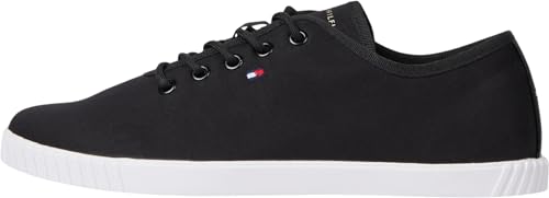Tommy Hilfiger Damen Cupsole Sneaker Canvas Lace Up Elegant, Schwarz (Black), 41 von Tommy Hilfiger