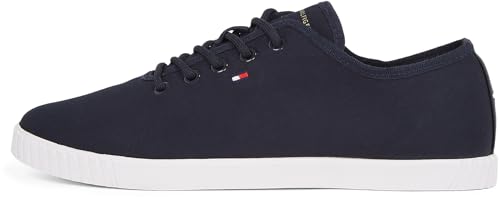 Tommy Hilfiger Damen Cupsole Sneaker Canvas Lace Up Elegant, Blau (Space Blue), 41 von Tommy Hilfiger