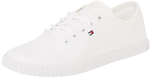 Tommy Hilfiger Damen Cupsole Sneaker Canvas Lace Up Elegant, Weiß (White), 41 von Tommy Hilfiger