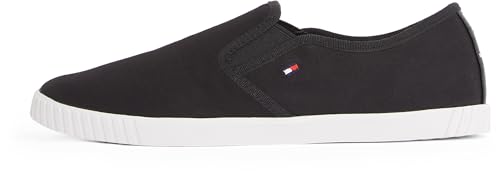 Tommy Hilfiger Damen Slipper Sneaker Canvas Slip-On ohne Schnüren, Schwarz (Black), 40 von Tommy Hilfiger