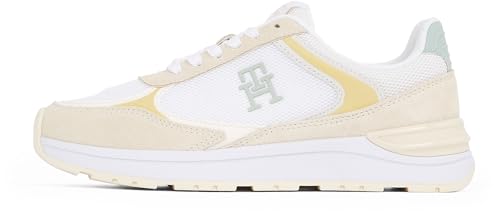 TOMMY HILFIGER Damen Runner Sneaker Casual Fashion Mix Elegant, Elfenbein (Muslin), 40 von Tommy Hilfiger