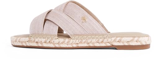 Tommy Hilfiger Damen Espadrilles Chambray Mule Sandalen, Beige (Horseradish), 41 von TOMMY HILFIGER