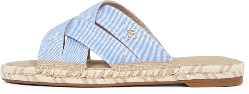 Tommy Hilfiger Damen Pantoletten Chambray Mule Sandalen, Blau (Blue Spell), 40 von Tommy Hilfiger