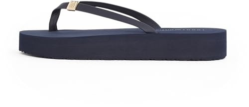 Tommy Hilfiger Damen Flip Flops Elevated Chic Beach Sandal mit Plateau, Blau (Space Blue), 40 von Tommy Hilfiger
