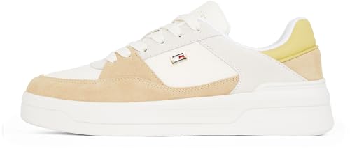 Tommy Hilfiger Damen Court Sneaker Essential Basket Low Top, Mehrfarbig (Ancient White/Clayed Pebble), 36 von Tommy Hilfiger