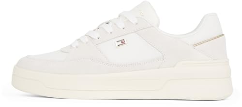Tommy Hilfiger Damen Court Sneaker Essential Basket Low Top, Weiß (Ecru), 41 von Tommy Hilfiger