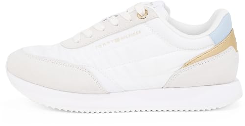 Tommy Hilfiger Damen Runner Sneaker Essential Sportlich, Mehrfarbig (White/Breezy Blue), 38 von Tommy Hilfiger