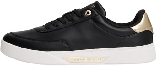 Tommy Hilfiger Damen Cupsole Sneaker Essential Chic Court aus Leder, Schwarz (Black), 36 von Tommy Hilfiger