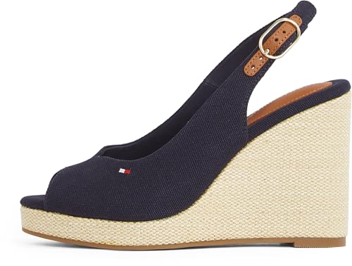 Tommy Hilfiger Damen Wedge Sandalen Flag High Slingback mit Knöchelriemen, Blau (Space Blue), 40 von Tommy Hilfiger