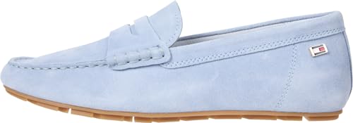TOMMY HILFIGER Mädchen Flag Soft Suede Driver Loafer Fw0fw08558 Fahrerschuhe, Blue Breezy Blue, 35 EU von Tommy Hilfiger