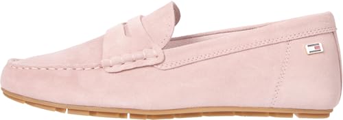 Tommy Hilfiger Damen Driver Schuh Flag Soft Suede Loafer Elegant, Rosa (Foggy Pink), 36 von TOMMY HILFIGER