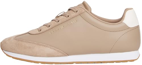 Tommy Hilfiger Damen Runner Sneaker Heritage Fashion Mix aus Leder, Beige (Coastal Taupe), 42 von Tommy Hilfiger