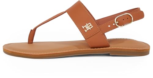 Tommy Hilfiger Damen Sandalen Leather Thong Zehentrenner, Braun (Cinnamon Bark), 40 von Tommy Hilfiger