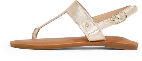 Tommy Hilfiger Damen Sandalen Metallic Leather Thong Zehentrenner, Gold (Gold), 37 von TOMMY HILFIGER