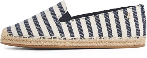 TOMMY HILFIGER Damen Espadrilles Nautical Stripe mit Logo, Mehrfarbig (Space Blue Itacha Stripes), 37 von Tommy Hilfiger