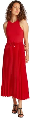 Tommy Hilfiger Damen Kleid Midi Dress Ärmellos, Rot (Primary Red), XS von Tommy Hilfiger