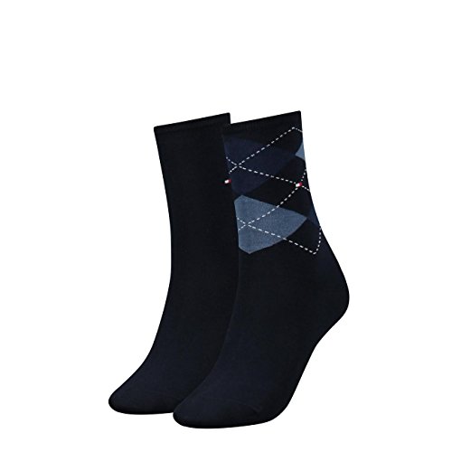 Tommy Hilfiger Damen Socken Check Casual Socken 4er Pack, Größe:35-38;Farbe:Tommy Blue (054) von Tommy Hilfiger