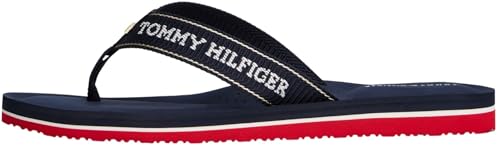Tommy Hilfiger Damen Flip Flops Sporty Mid Wedge Summer Sandal mit Logo, Blau (Space Blue), 39 von Tommy Hilfiger