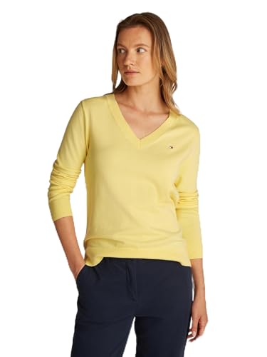 Tommy Hilfiger Damen Pullover Jersey V-Neck Strickpullover, Gelb (Citronella), XXL von Tommy Hilfiger