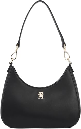 Tommy Hilfiger Damen Schultertasche Logotape mit Reißverschluss, Schwarz (Black), Einheitsgröße von Tommy Hilfiger