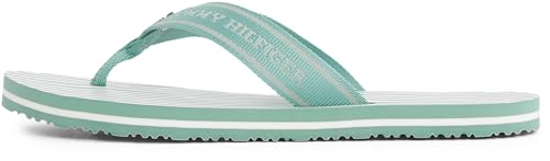 Tommy Hilfiger Damen Flip Flops Stripes Beach Sandal mit Logo, Türkis (Charming Green), 36 von Tommy Hilfiger