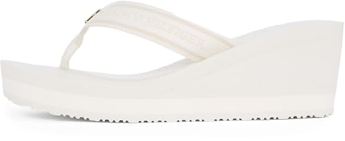 Tommy Hilfiger Damen Flip Flops Stripes mit Keilabsatz, Elfenbein (Ivory), 41 von Tommy Hilfiger
