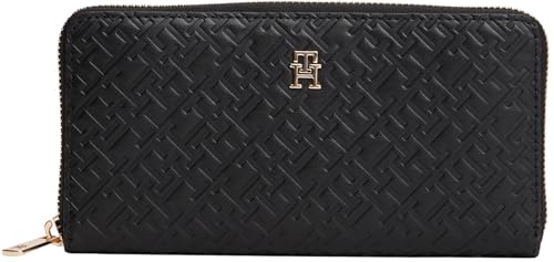 TOMMY HILFIGER Damen Th Icon Lrg Za Mono Embo Aw0aw17955 Geldbörse mit umlaufendem Reißverschluss, Black (Black) von Tommy Hilfiger