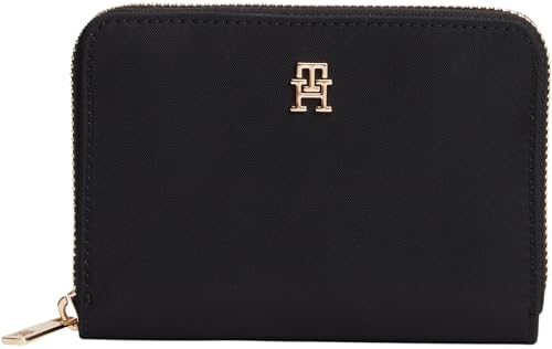 TOMMY HILFIGER Damen Th Icon Med Za Nylon Aw0aw17741 Geldbörse mit umlaufendem Reißverschluss, Black (Black) von Tommy Hilfiger