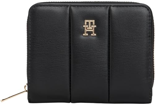 TOMMY HILFIGER Damen Th Icon Med Za Quilted Aw0aw17746 Geldbörse mit umlaufendem Reißverschluss, Black (Black) von Tommy Hilfiger