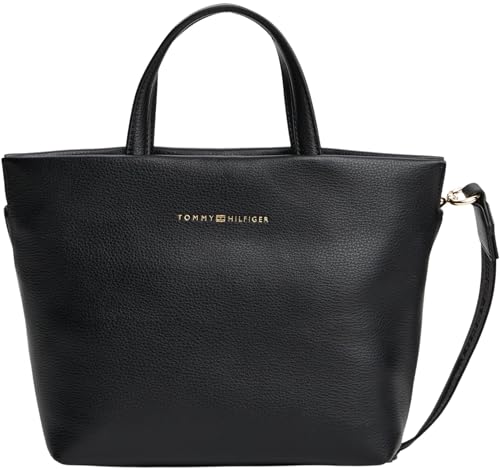 TOMMY HILFIGER Damen Th Logotape Mini Tote Aw0aw17694 Tragetasche, Black (Black) von Tommy Hilfiger