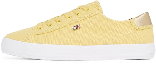 Tommy Hilfiger Damen Vulcanized Sneaker Canvas Lace Up Elegant, Gelb (Meringue), 37 von Tommy Hilfiger