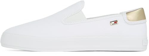 Tommy Hilfiger Damen Vulcanized Sneaker Canvas Slip-On zum Reinschlüpfen, Weiß (White), 38 von Tommy Hilfiger