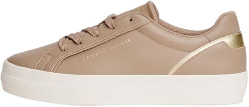 Tommy Hilfiger Damen Vulcanized Sneaker Foxing aus Leder, Beige (Coastal Taupe), 38 von Tommy Hilfiger