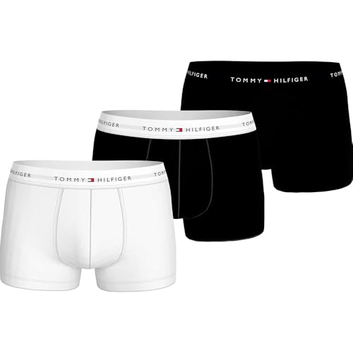 Tommy Hilfiger Herren 3er Pack Boxershorts Trunks mit Stretch, Mehrfarbig (Th Wht/Th Wht/Blk), XXL von Tommy Hilfiger