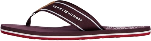 Tommy Hilfiger Herren Flip Flops Beach Sandal Breiter Zehenriemen, Rot (Deep Burgundy), 41 von Tommy Hilfiger