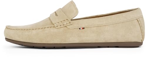 Tommy Hilfiger Herren Loafer aus Wildleder, Beige (Beige/Brown), 42 von Tommy Hilfiger
