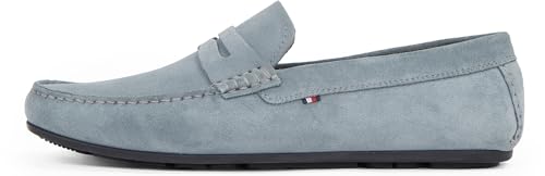 Tommy Hilfiger Herren Loafer aus Wildleder, Grau (Overcast Grey), 44 von TOMMY HILFIGER