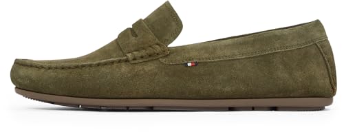 Tommy Hilfiger Herren Loafer aus Wildleder, Grün (Army Green), 42 von TOMMY HILFIGER