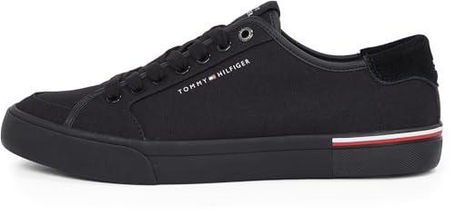 Tommy Hilfiger Herren Vulcanized Sneaker Core Corporate Canvas Low Top, Schwarz (Black), 40 von Tommy Hilfiger