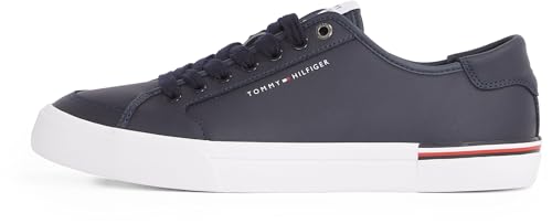 Tommy Hilfiger Herren Vulcanized Sneaker Core Corporate Leather Low Top, Blau (Desert Sky), 44 von Tommy Hilfiger