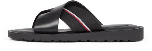 Tommy Hilfiger Herren Sandalen Core Criss aus Leder, Schwarz (Black), 41 von Tommy Hilfiger